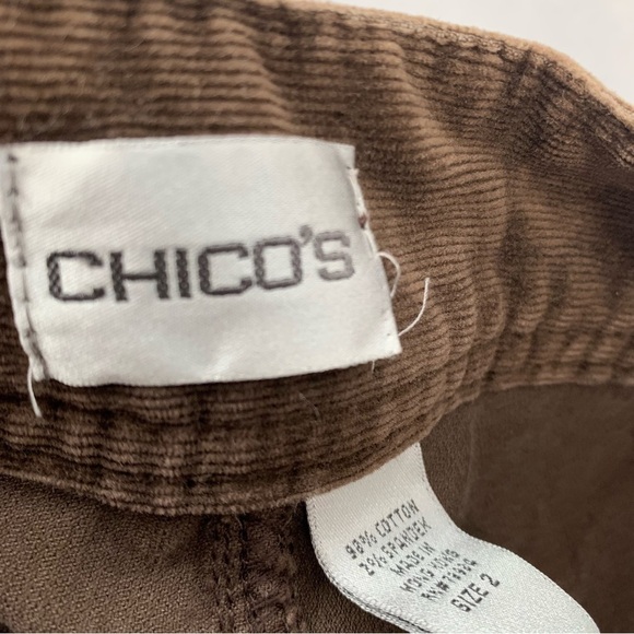 Chicos 2 Corduroy Pants Large/12 Brown Straight Leg Vintage Pockets Stretch - Picture 7 of 11